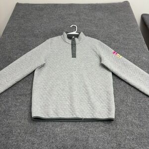 Unbranded Pullover Mens L Grey Quilted Snap Mock Neck Casual Athleisure